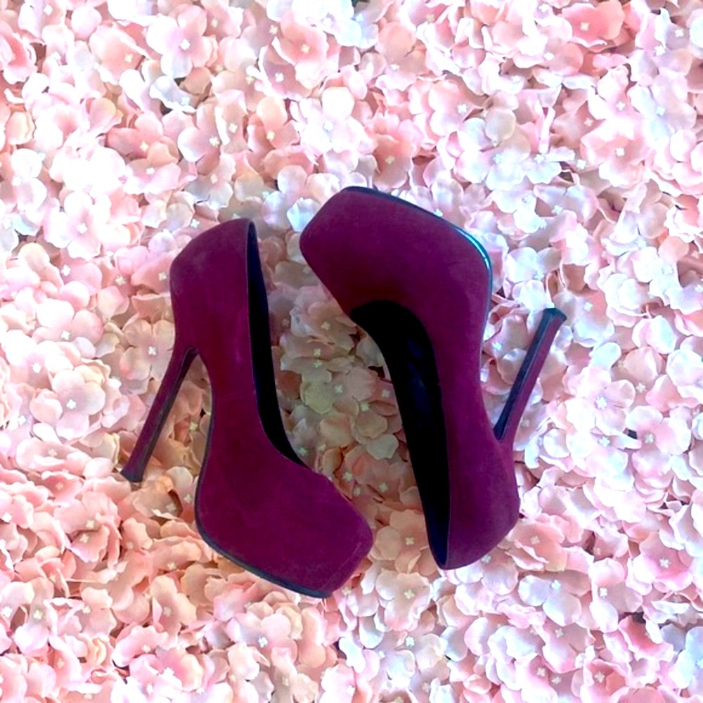 YSL Purple Platform Pumps